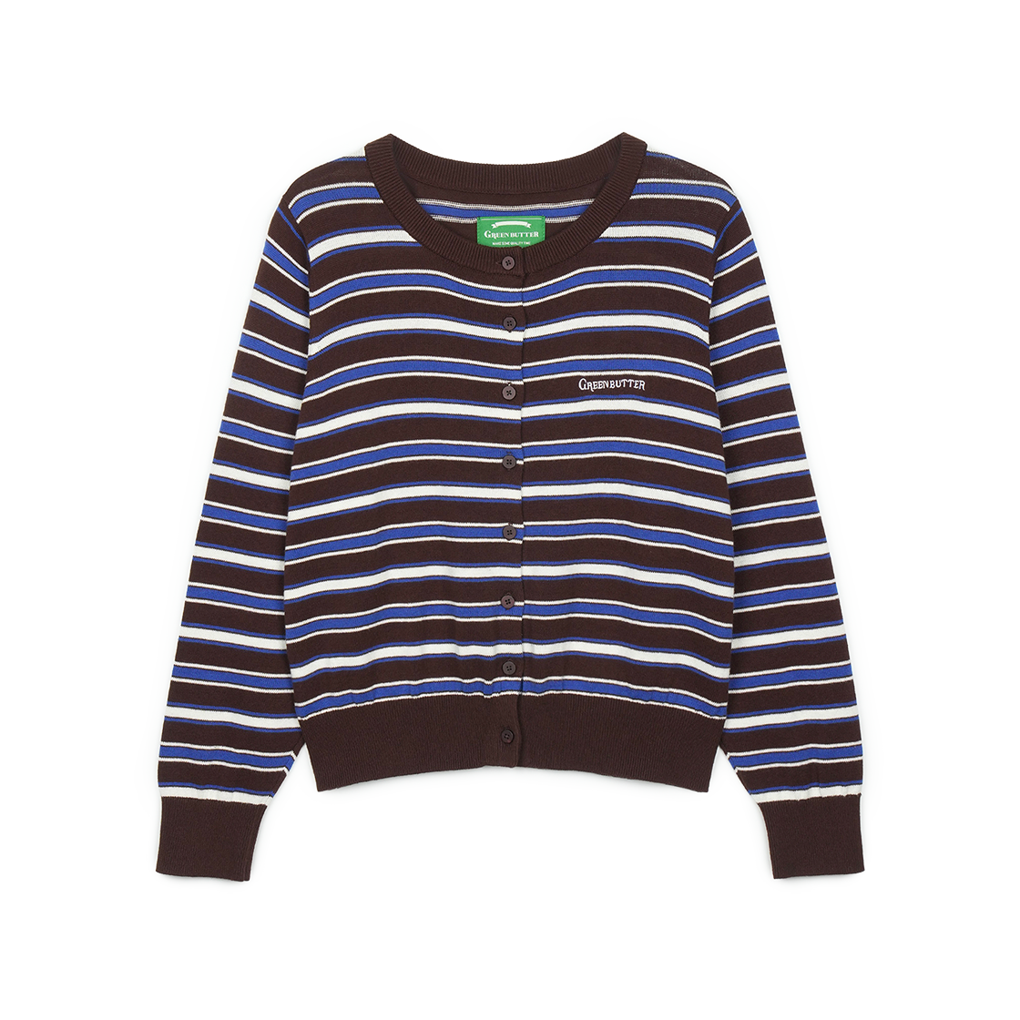 그린버터 이지케어 스트라이프 가디건 브라운(Greenbutter Easy-Care Stripe Cardigan Brown)