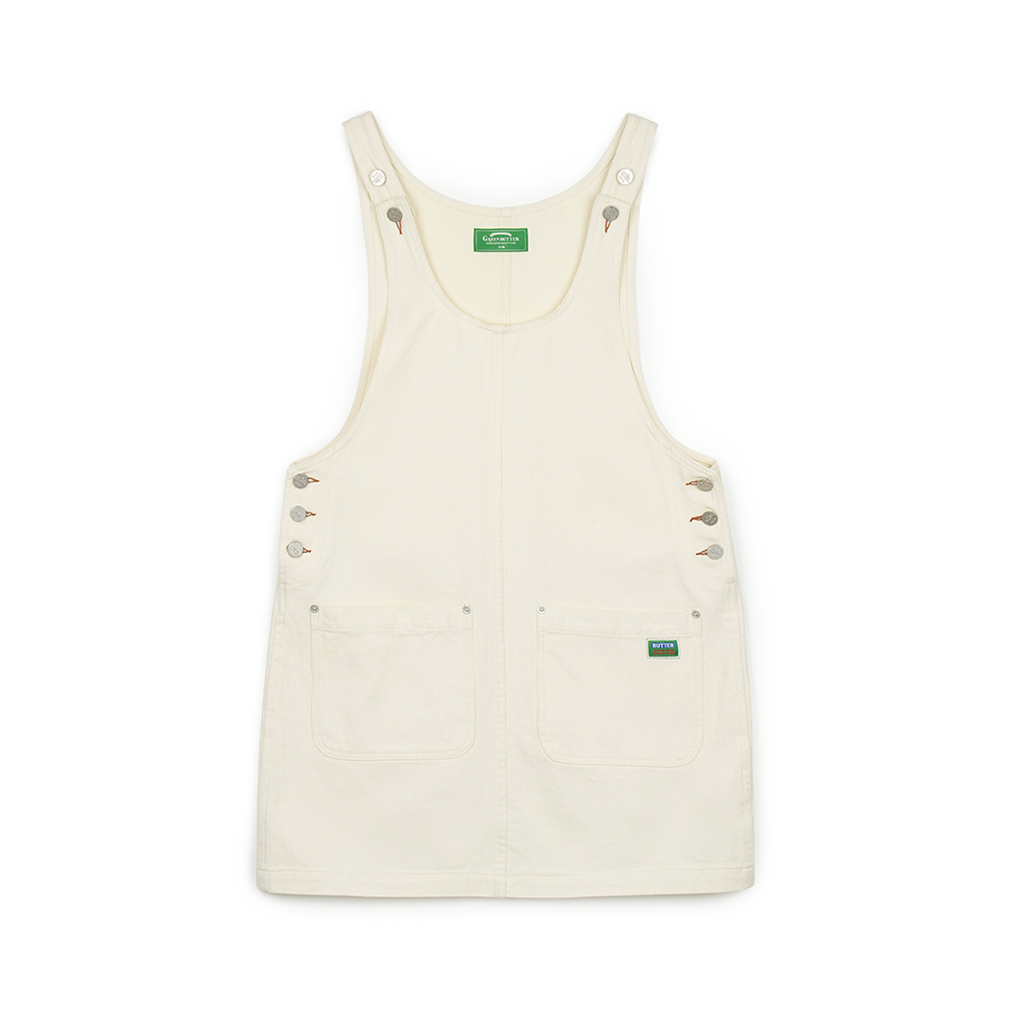 그린버터 포켓 오버롤 드레스 아이보리(Greenbutter Pocket Overall Dress Ivory)