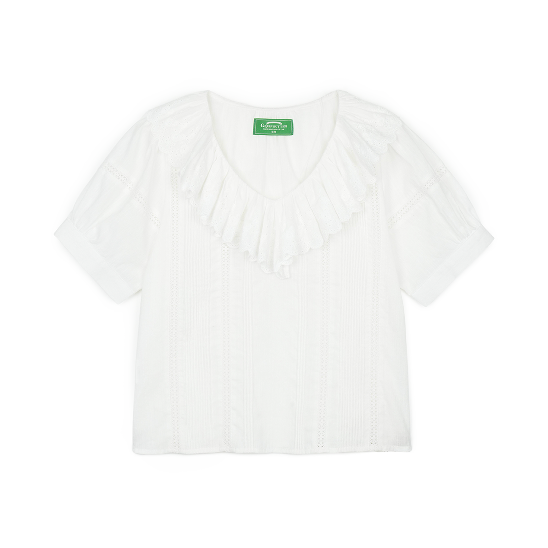 그린버터 프릴 칼라 블라우스 아이보리(Greenbutter Frill Collar Blouse Ivory)