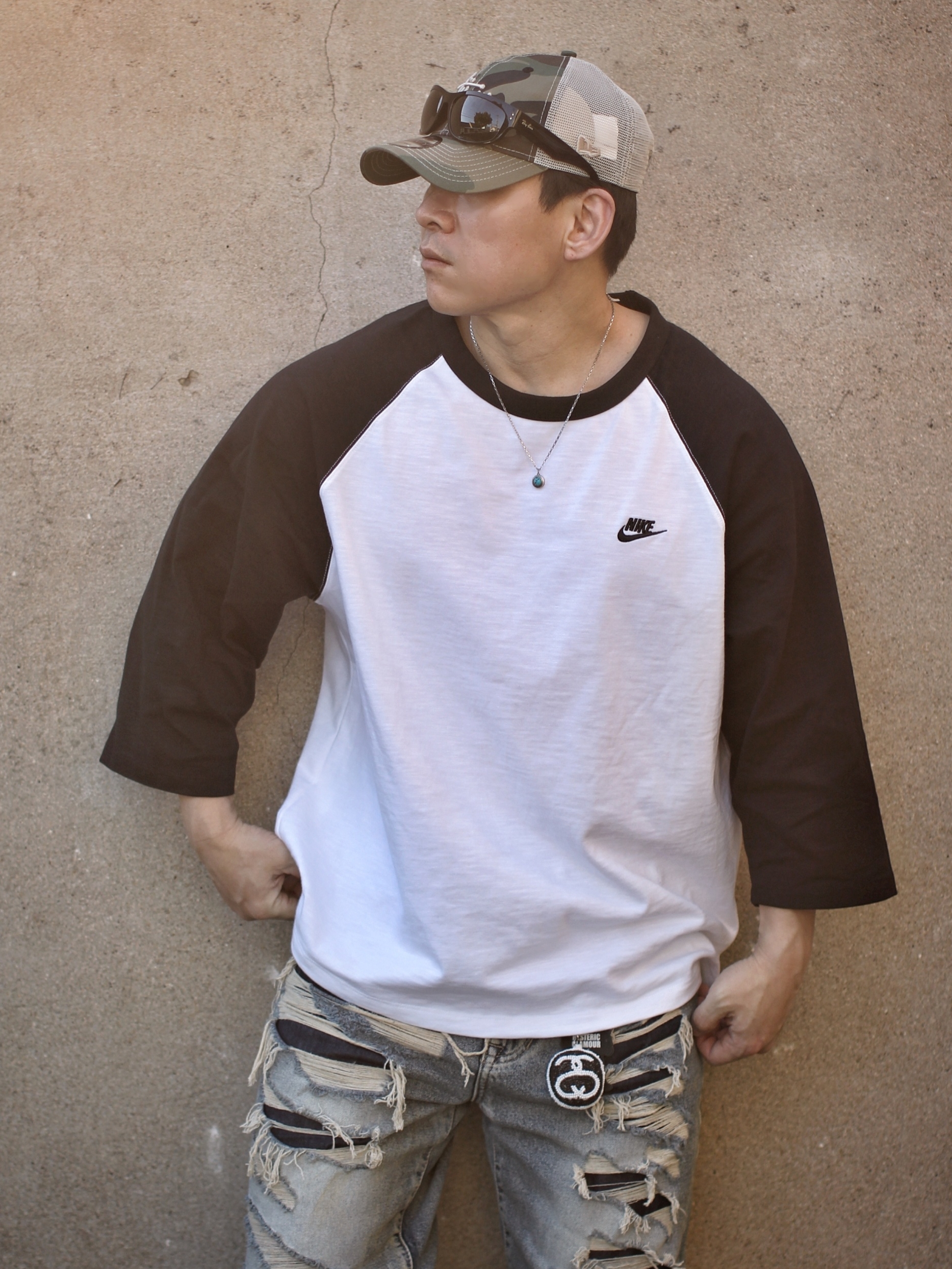 Stussy New Era 9twenty Basic Trucker Woodland Camo, Stussy x Levi's Embossed Trucker Jacket Indigo 착용 스타일 - 3
