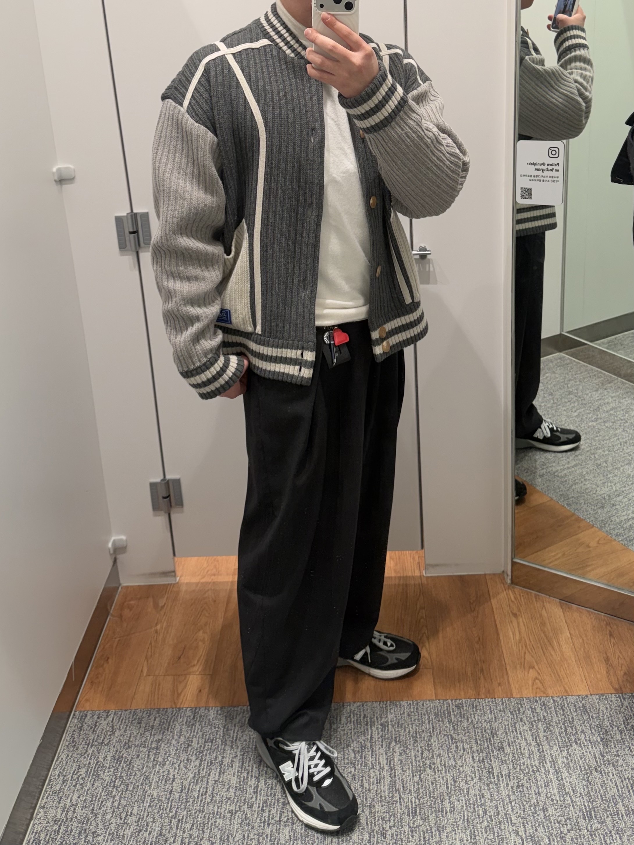 Ader Error Tomb Cardigan Grey, Demon Slayer Kimetsu No Yaiba Nichirin Sword Keyring Kamado Tanjiro 착용 스타일 - 2
