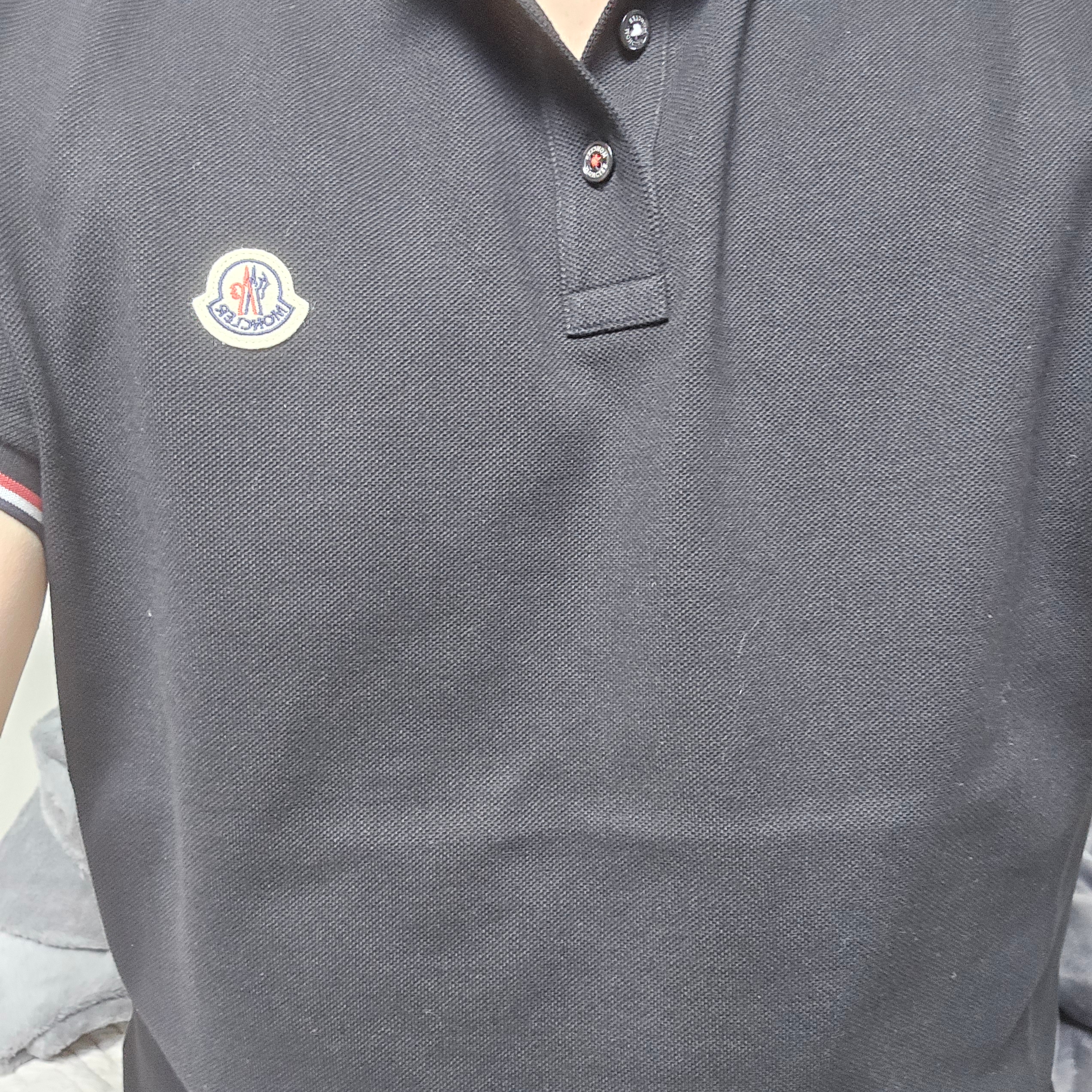 Moncler Logo Cotton Polo Shirt Black - 25FW 착용 스타일