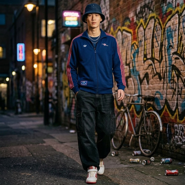 Adidas Arsenal Terrace Icon Track Top Night Sky - KR Sizing 착용 스타일