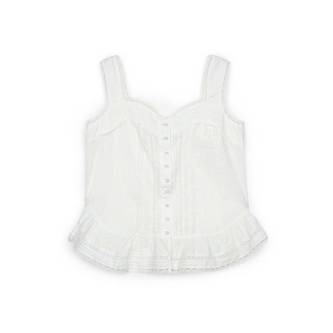 그린버터 레이스 핀턱 슬리브리스 블라우스 아이보리(Greenbutter Lace Pintuck Sleeveless Blouse Ivory)