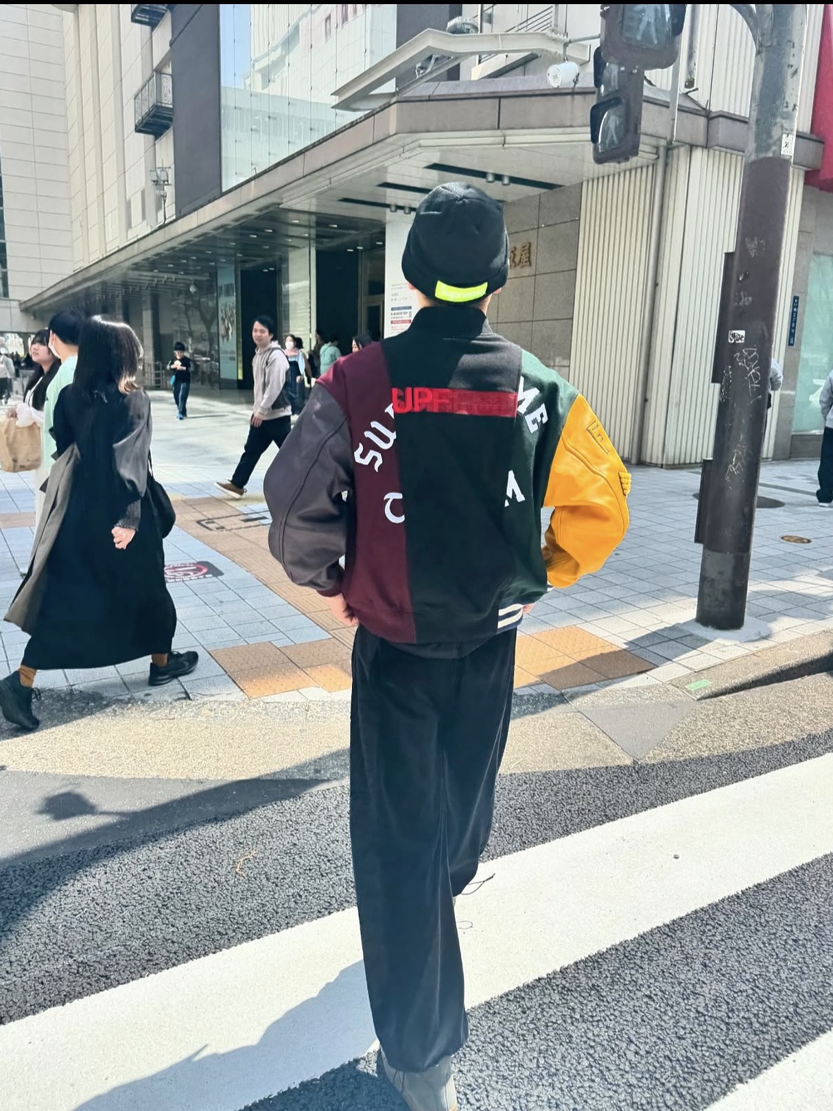 Supreme x MM6 Maison Margiela Split Varsity Jacket Multicolor - 24SS, Dr. Martens x Palace 1461 Red 착용 스타일 - 7