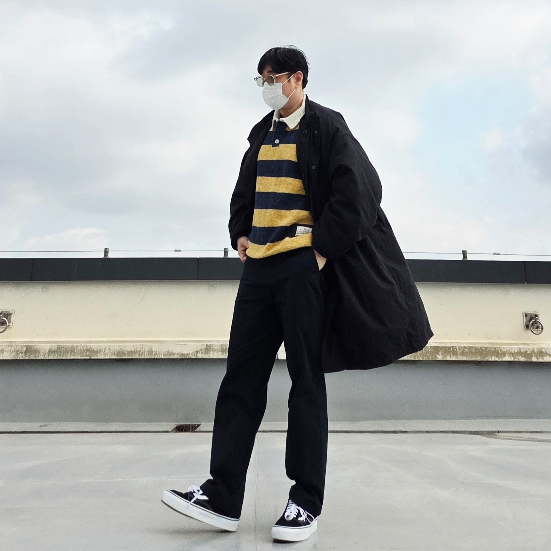 N ARCHIVE New Gentle Rugby Polo Knit Yellow, Vans Old Skool Platform Black White ์ฐฉ์ฉ ์คํ์ผ - 2