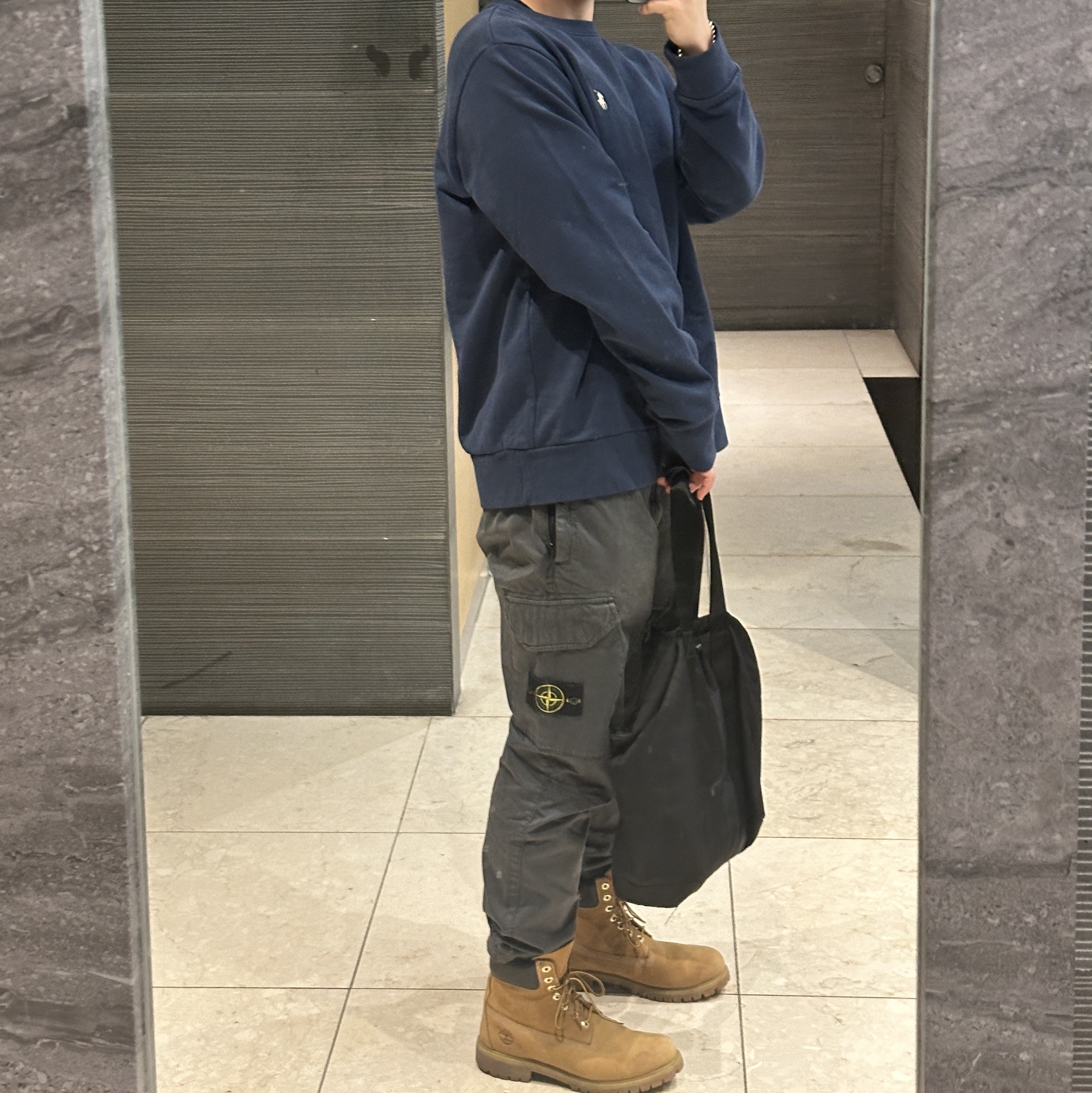 Stone Island 31403 Stretch Cotton Canvas Cargo Pants Olive Green - 20SS, Timberland Premium 6 inch Waterproof Boot Wheat Nubuck - Wide 착용 스타일 - 2