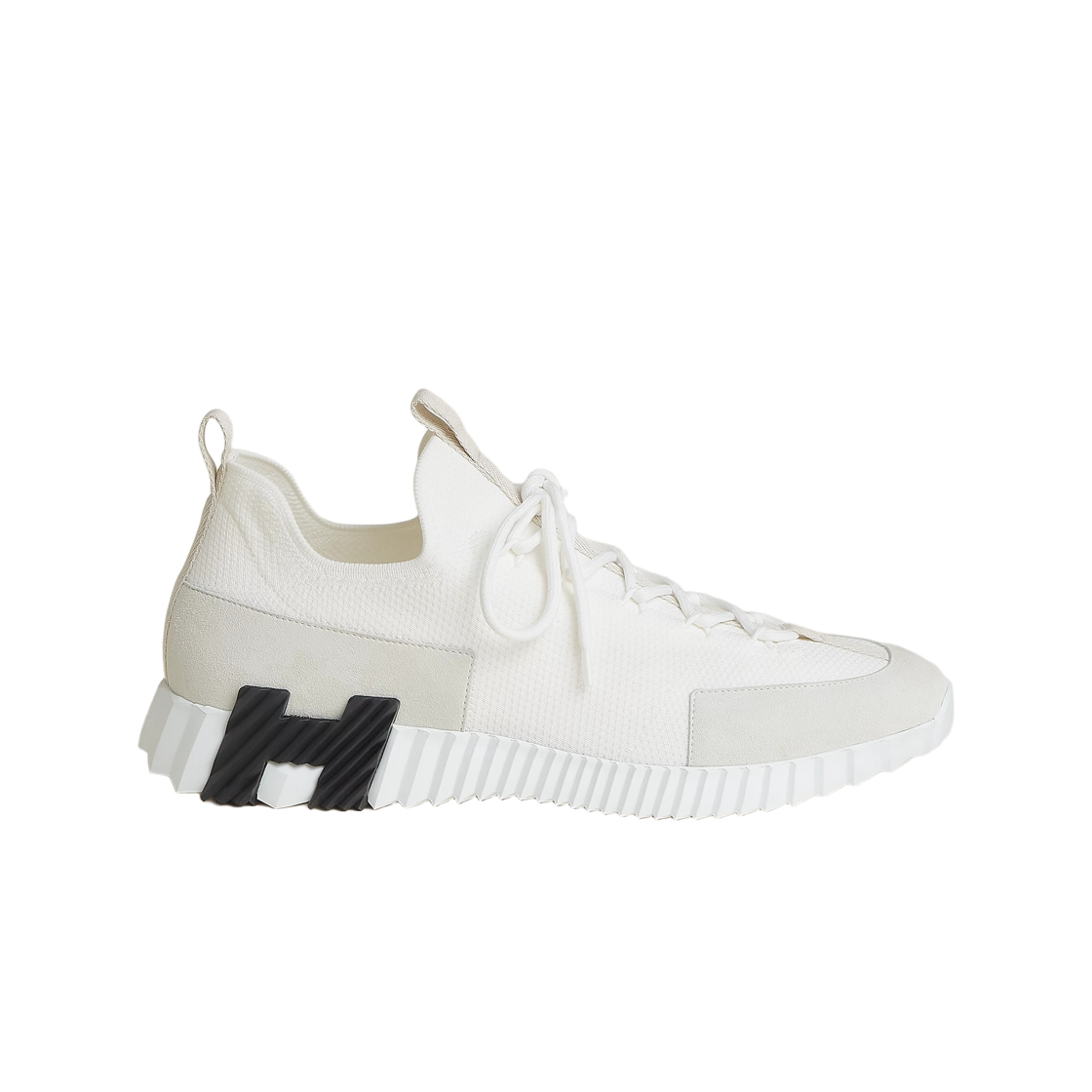 H252858ZH91 Hermes Lift Slip On Sneakers Knit Suede Goatskin & Blanc