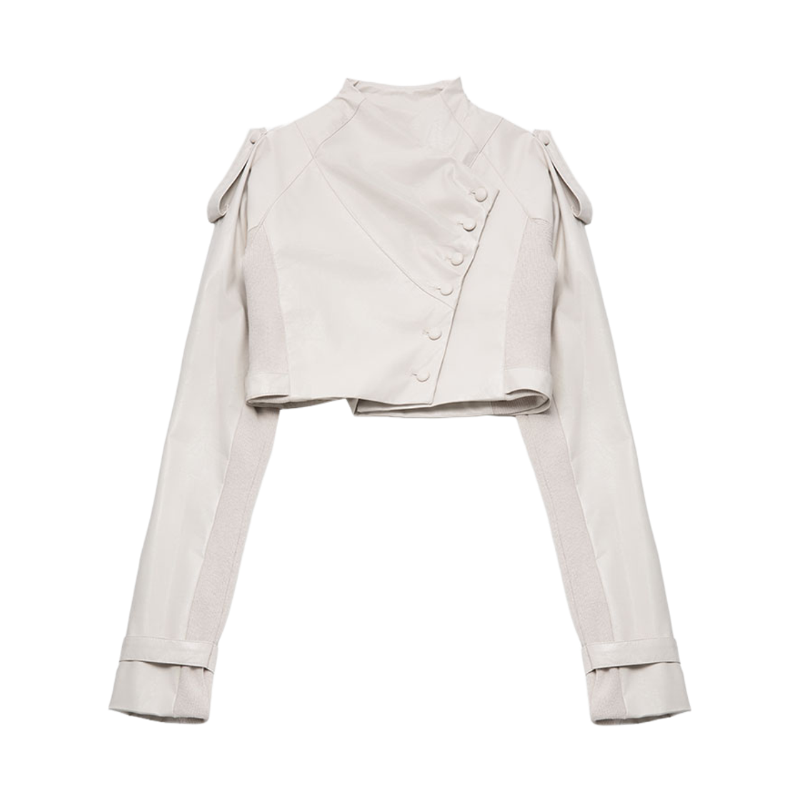 26SSJK002 WET TAG Front Tuck Cropped Leather Jacket Beige