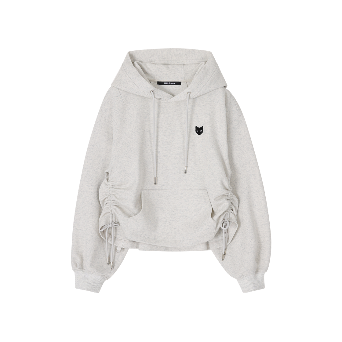 (W) 송지오 지제로 플레어 스트링 후드 라이트 멜란지 그레이((W) SONGZIO ZZERO Flare String Hood Light Melange Grey)