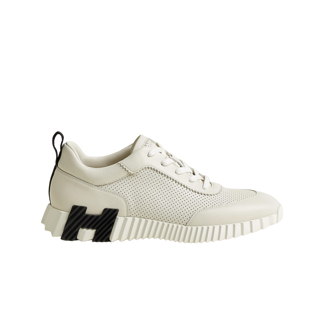 H261895ZHE2 Hermes Bouncing Sneakers Perforated Calfskin & Ecru