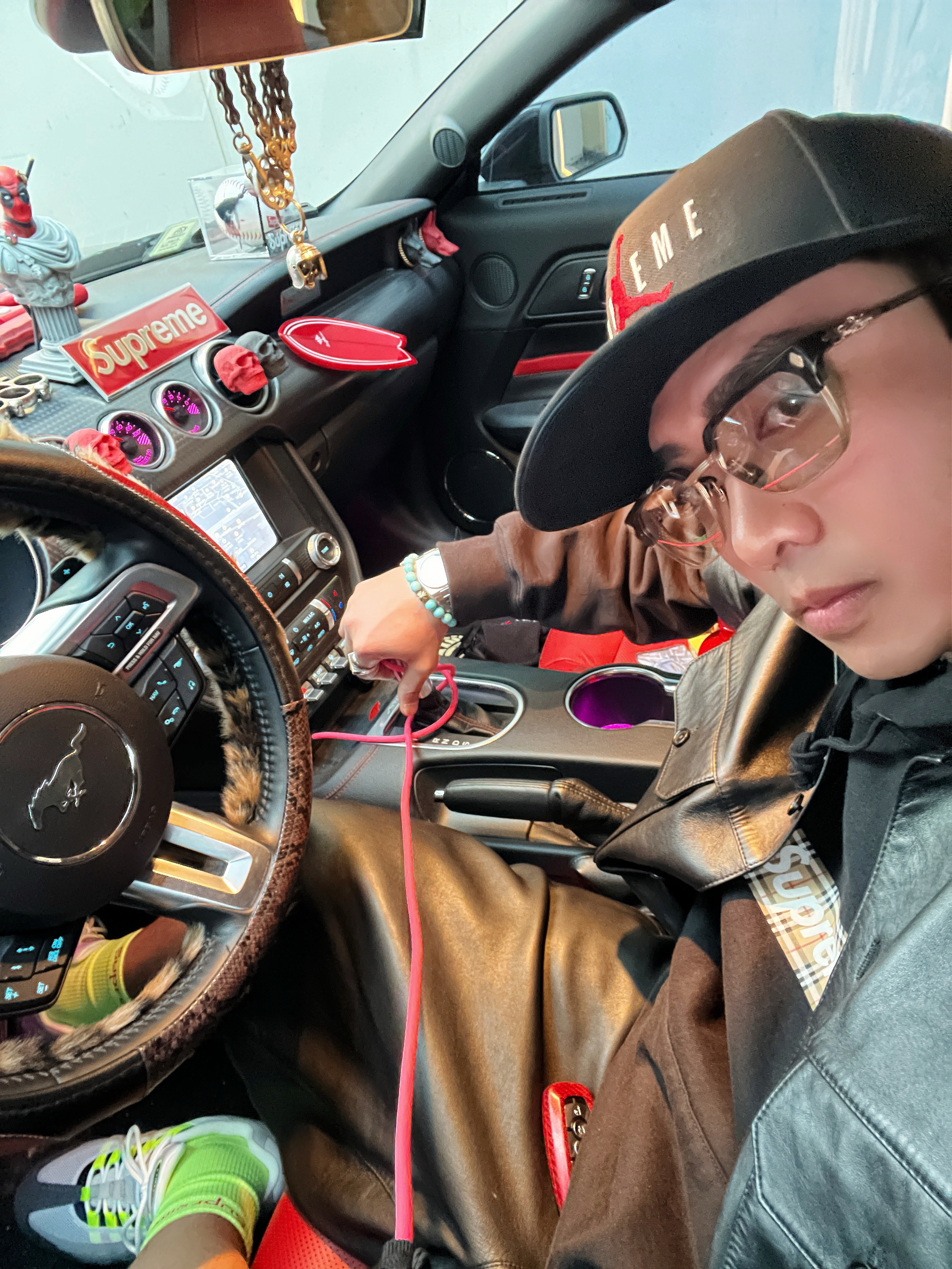 Chrome Hearts Lgma Classic Brown Matte Gold Plated, Supreme Leather S/S Work Shirt Black - 23FW 착용 스타일