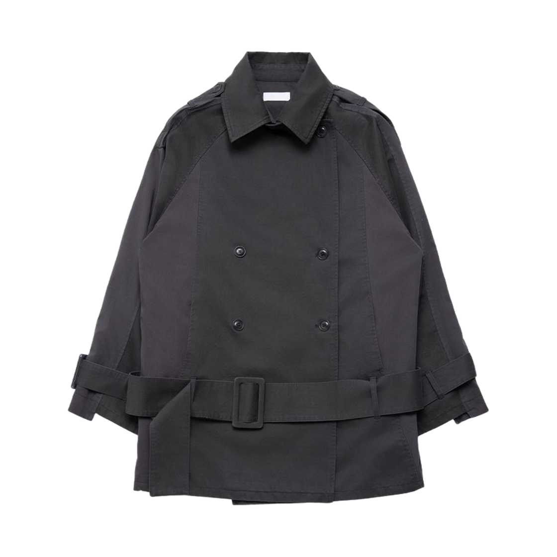 웻태그 워시드 코튼 하이넥 하프 트렌치 코트 차콜(WET TAG Washed Cotton High-Neck Half Trench Coat Charcoal)
