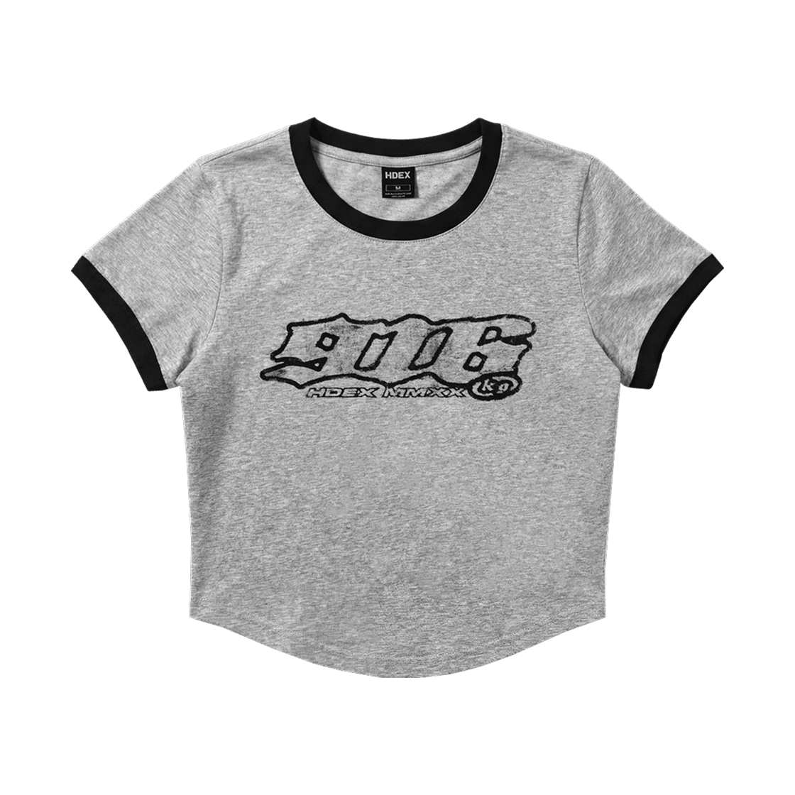 H3AM1WLTS29MGY HDEX Clear 916 Ringer Crop Short Sleeve Melange Gray
