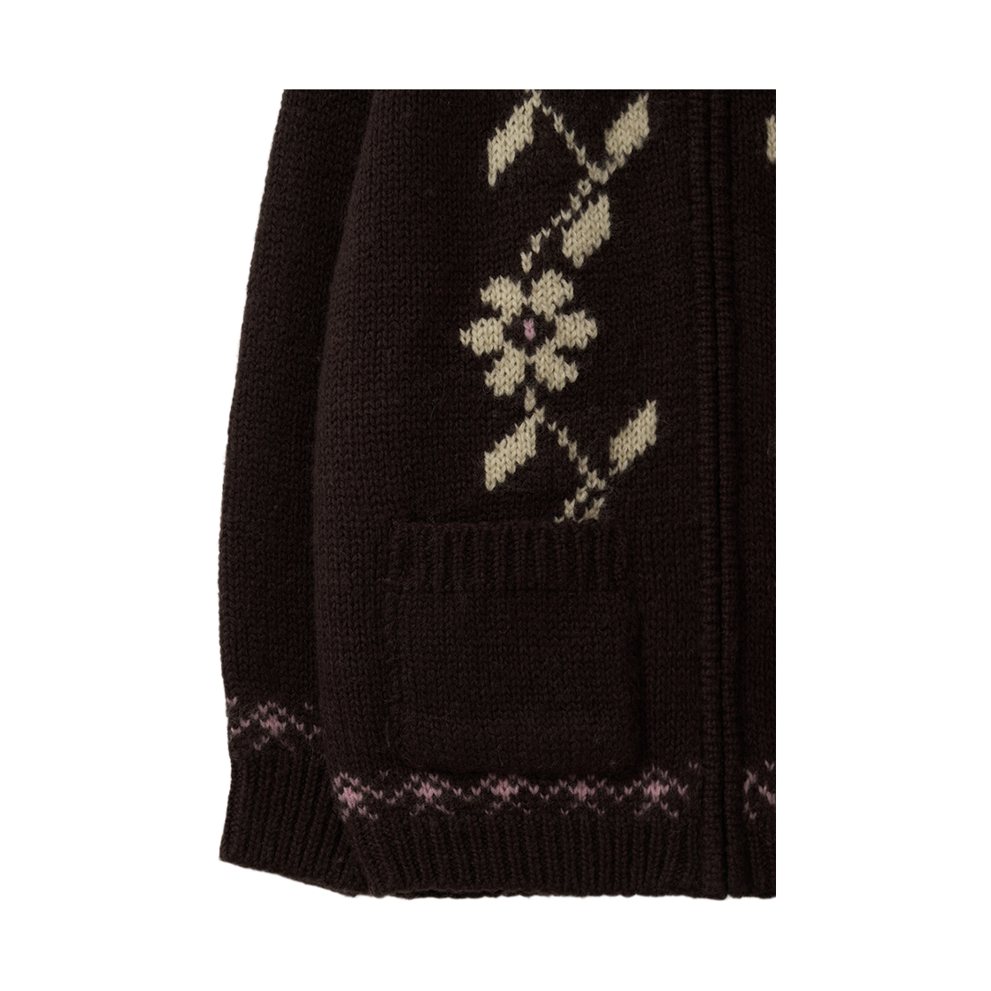 뮈르뮈르 [울100] 다프 플라워 자가드 집업 가디건 브라운(Murmure Daph Floral Jacquard Zip-Up Cardigan Brown) - 4