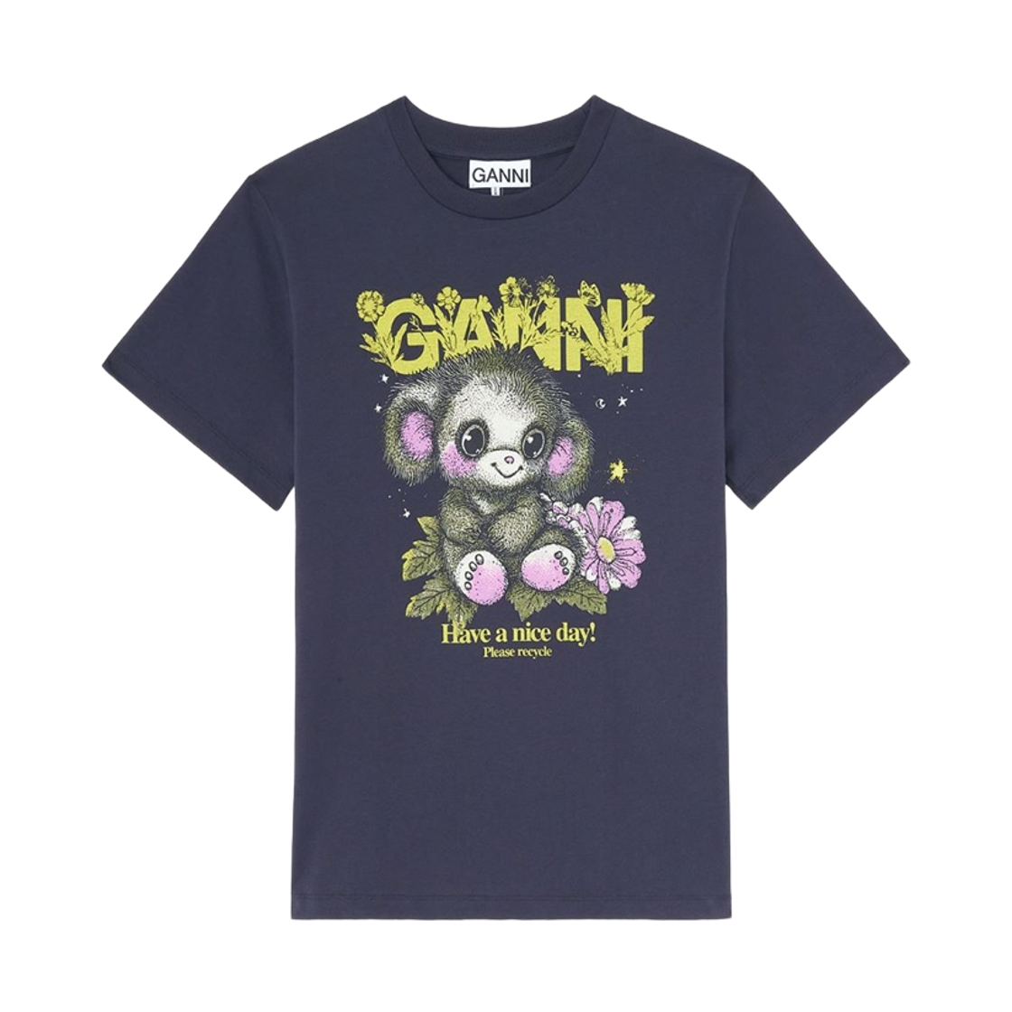 A1050218-252 (W) Ganni Basic Cotton Monkey T-Shirt Phantom