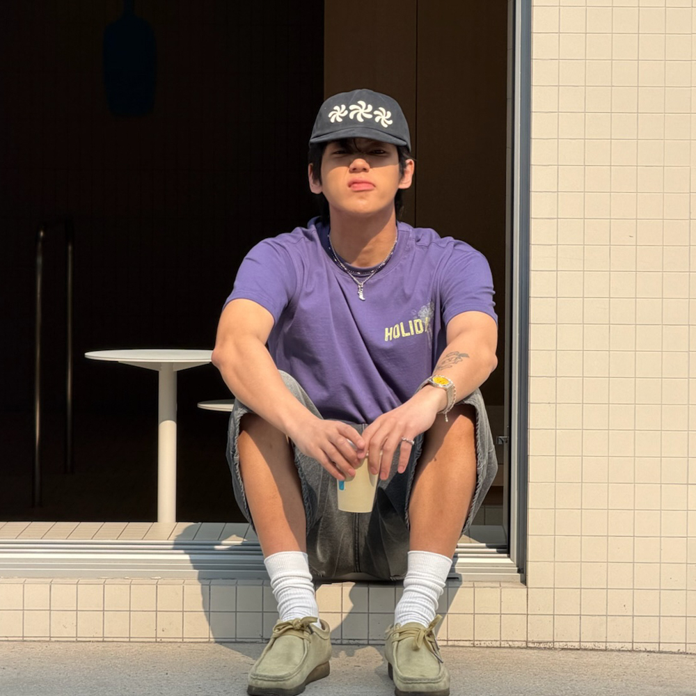 아모우 홀리데이 하프 티셔츠 퍼플(AMOU Holiday Half T- Shirts Purple) - 5