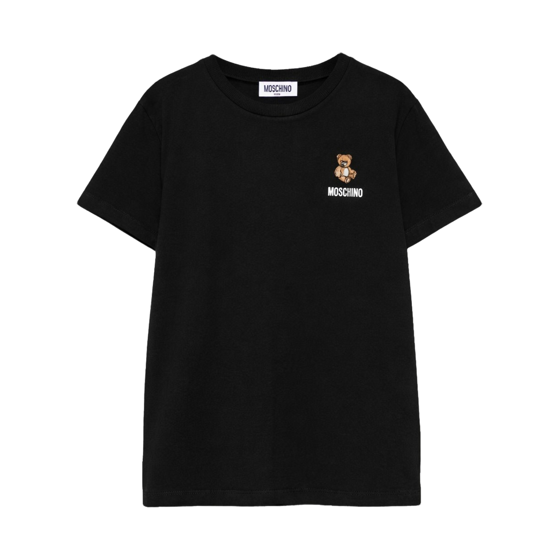 (키즈) 모스키노 테디 베어 자수 티셔츠 블랙((Kids) Moschino Teddy Bear Embroidery T-Shirt Black)