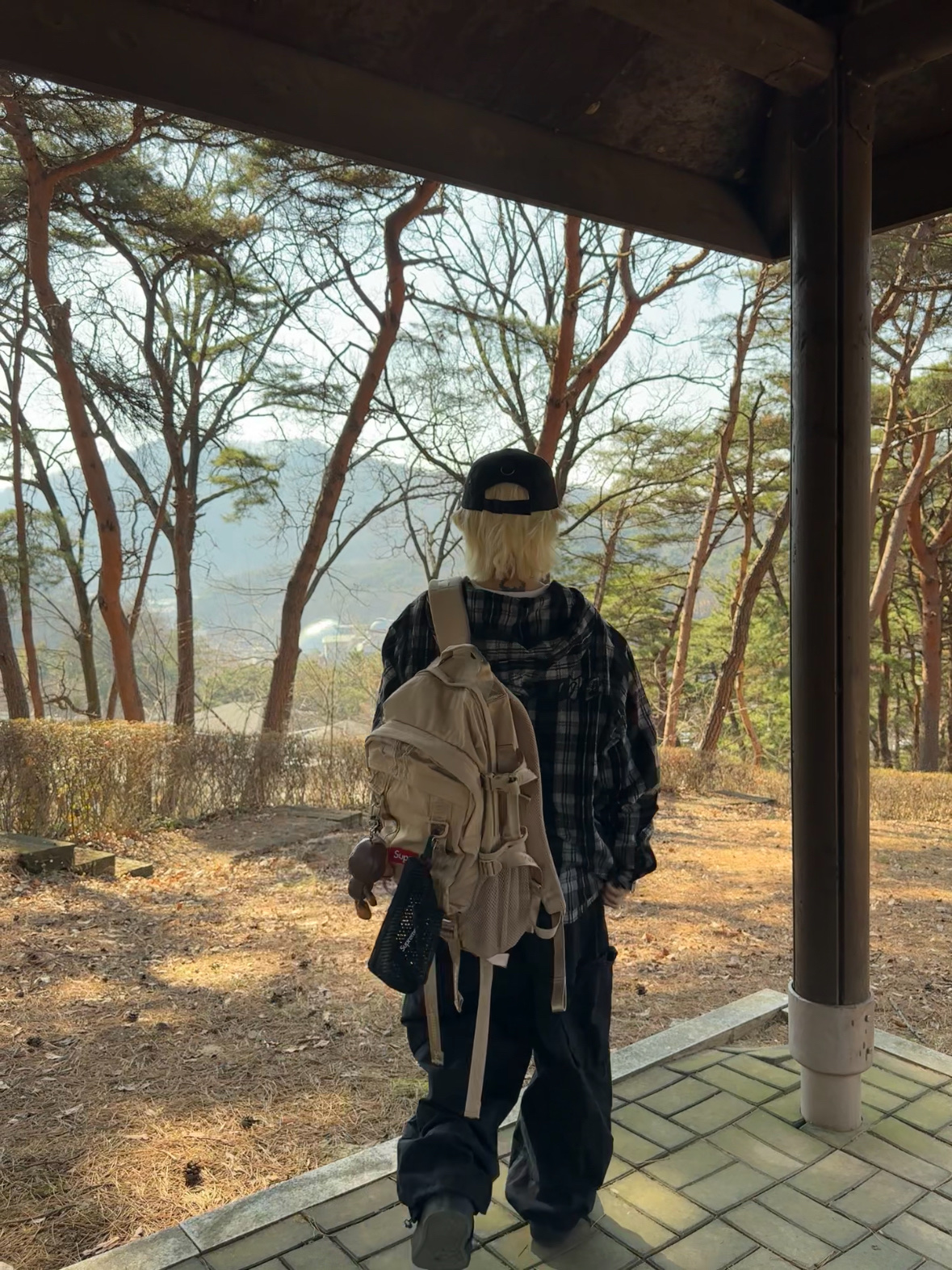 Supreme Mesh Mini Pouch Black - 25SS, Supreme Backpack Tan - 26SS 착용 스타일
