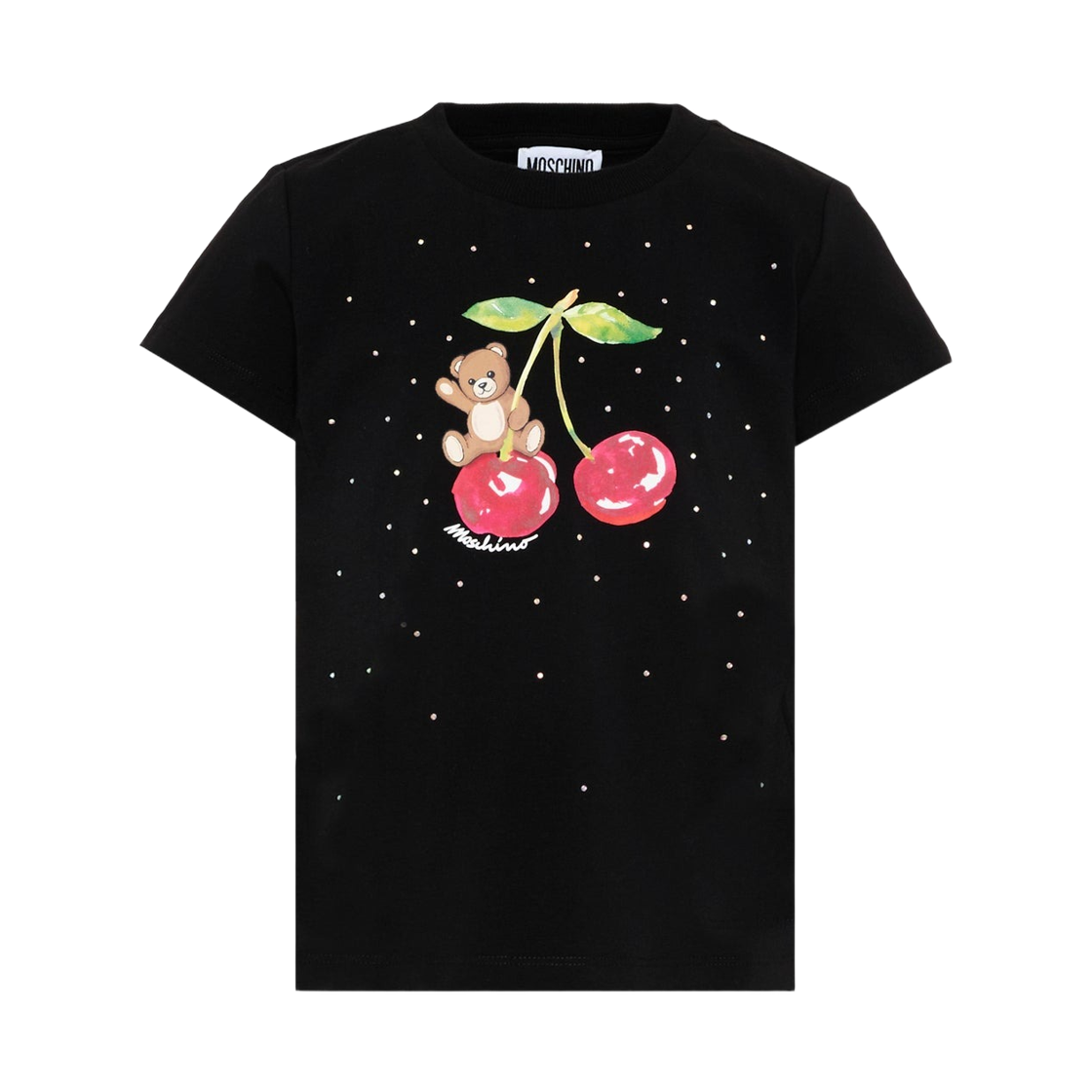 (키즈) 모스키노 로고 테디 베어 티셔츠 블랙((Kids) Moschino Logo Teddy Bear T-Shirt Black)
