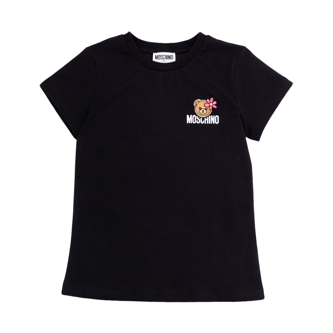HAM03PLAA0260100 (Kids) Moschino Teddy Bear Embroidery T-Shirt Black