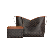 Celine Triomphe Canvas Calfskin Soft Shopper Bag Tan