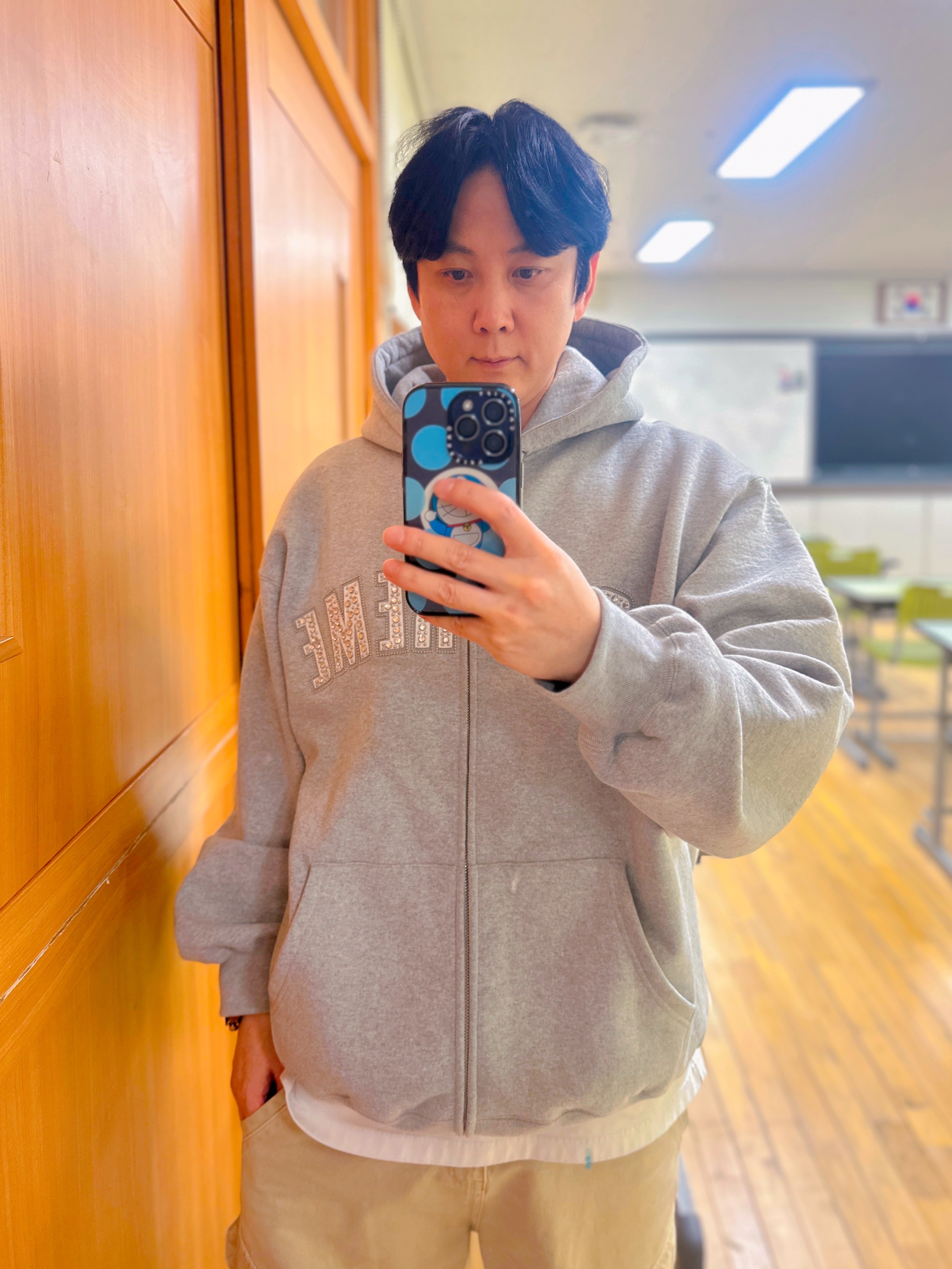 Supreme x B.B. Simon Zip Up Hooded Sweatshirt Heather Grey - 25SS 착용 스타일