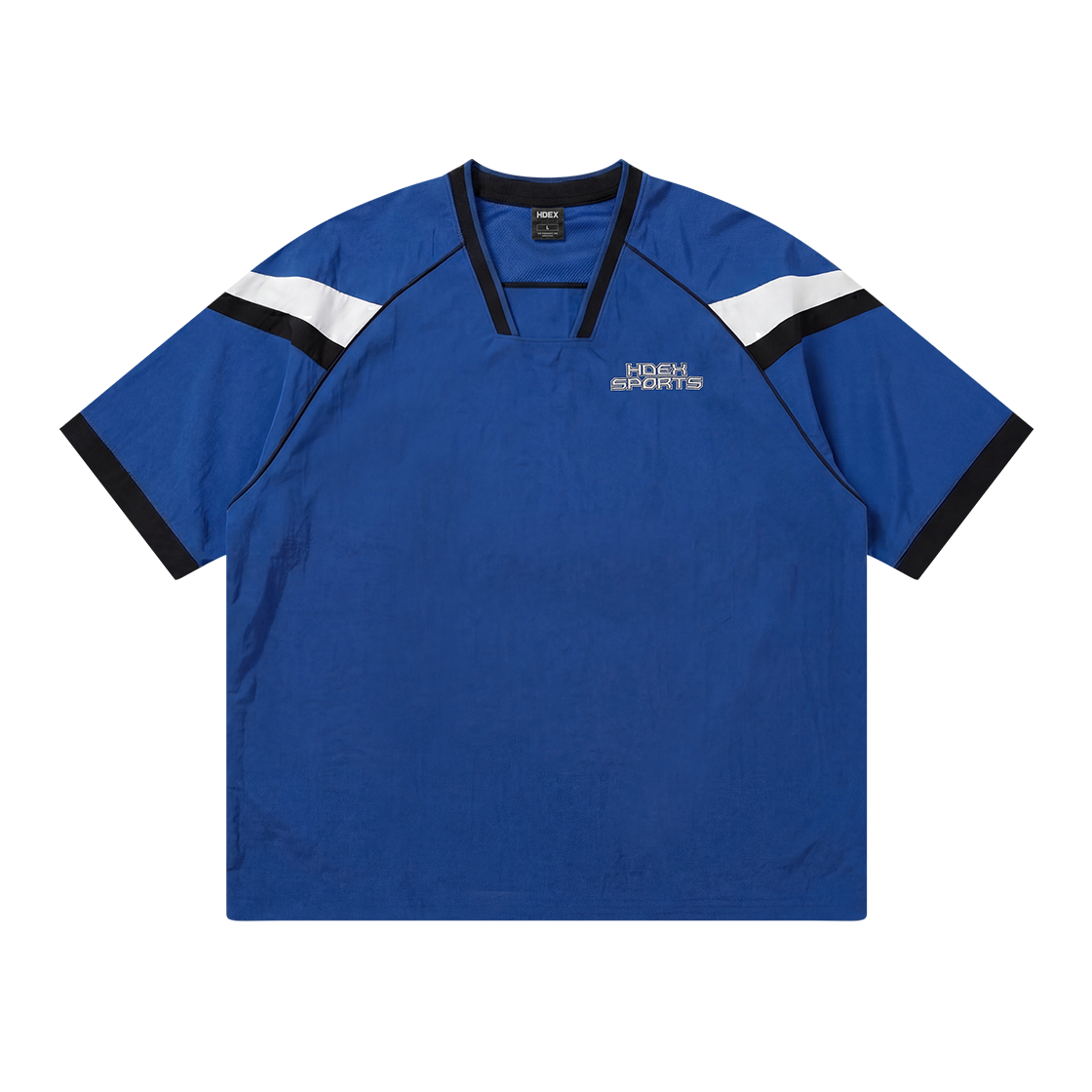 에이치덱스 스포티 컬러 블럭 하프 저지 숏 슬리브 블루