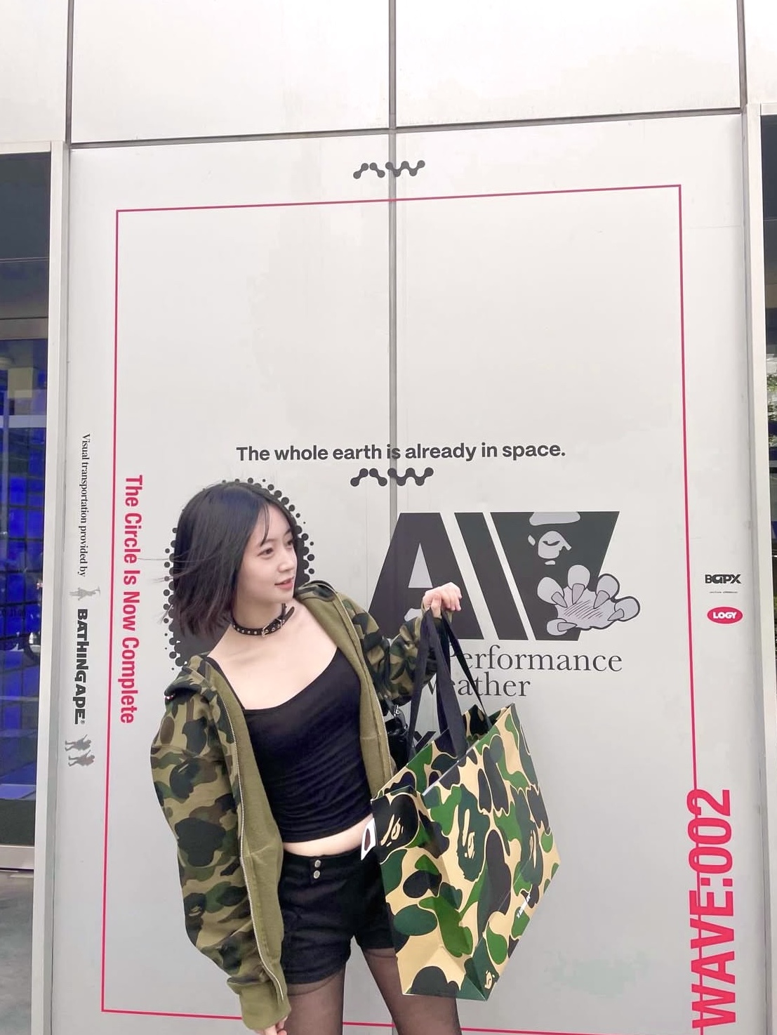 BAPE 1st Camo Shark Full Zip Hoodie Army Green, (W) BAPE 1st Camo Shark Full Zip Hoodie Green 착용 스타일 - 4