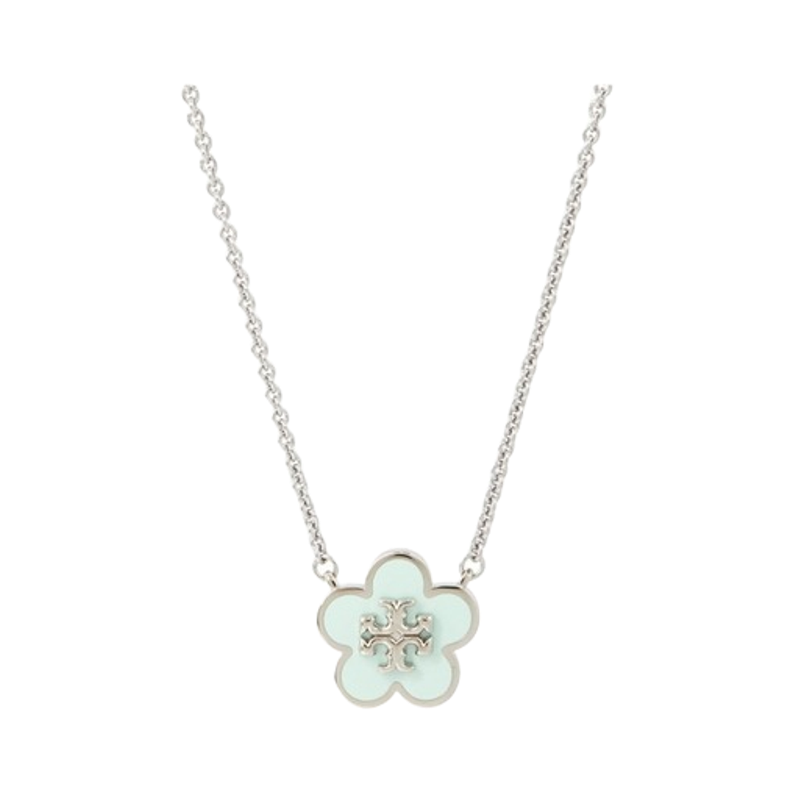 147287-302 (W) Tory Burch Kira Enamel Flower Pendant Necklace Sky Blue