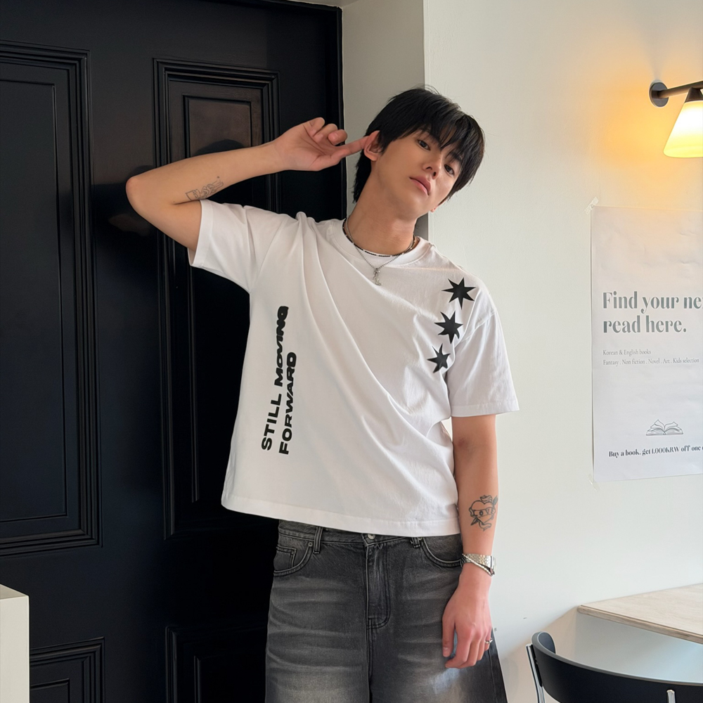 아모우 모션 하프 티셔츠 화이트(AMOU Motion Half T-Shirts White) - 5