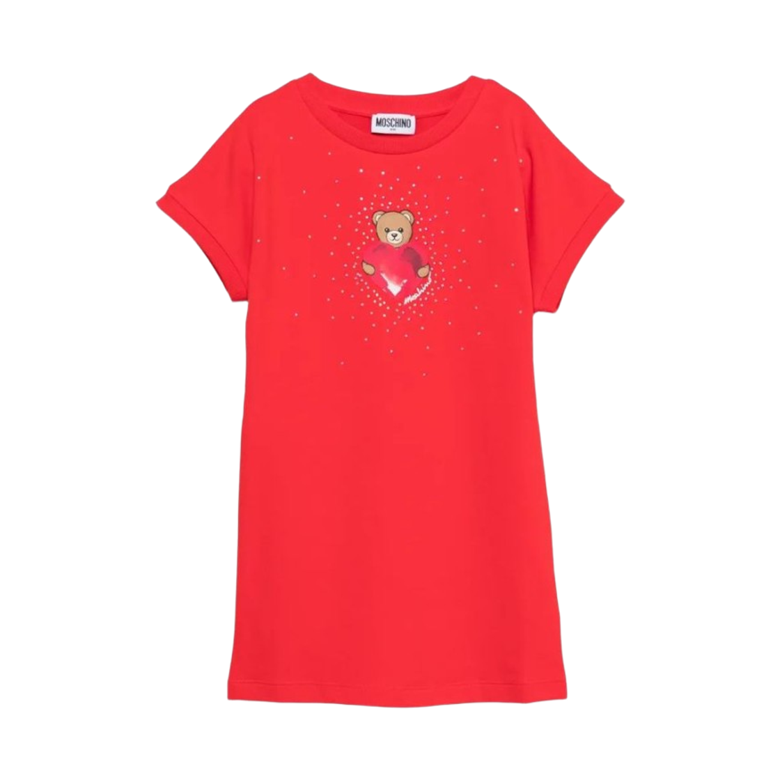 (키즈) 모스키노 하트 프린트 드레스 레드((Kids) Moschino Heart Print Dress Red)