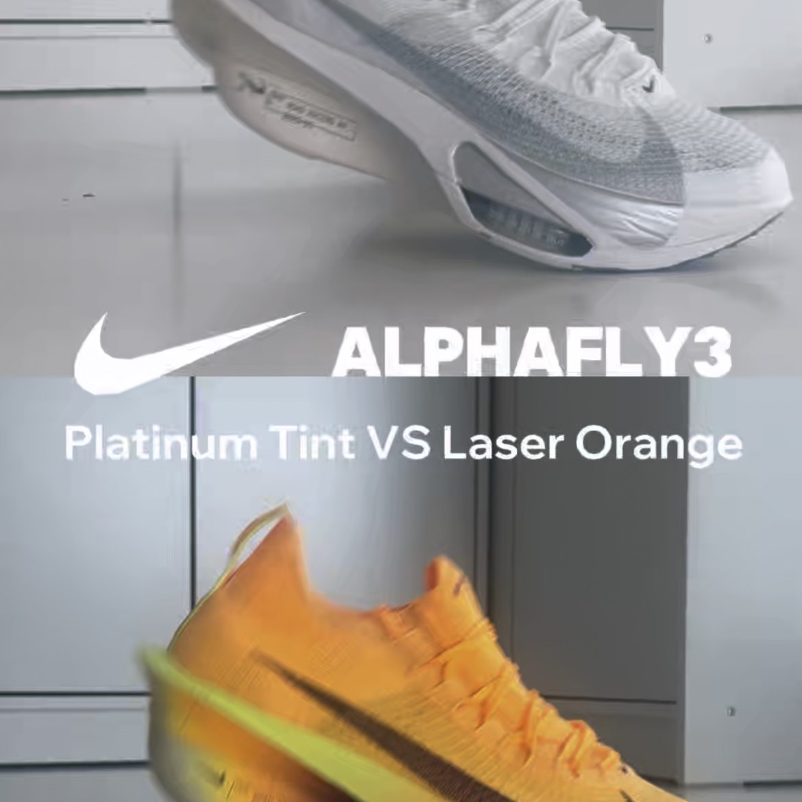 Nike Air Zoom Alphafly Next% 3 Laser Orange Citron Pulse, Nike Air Zoom Alphafly Next% 3 Platinum Tint Reflect Silver 착용 스타일