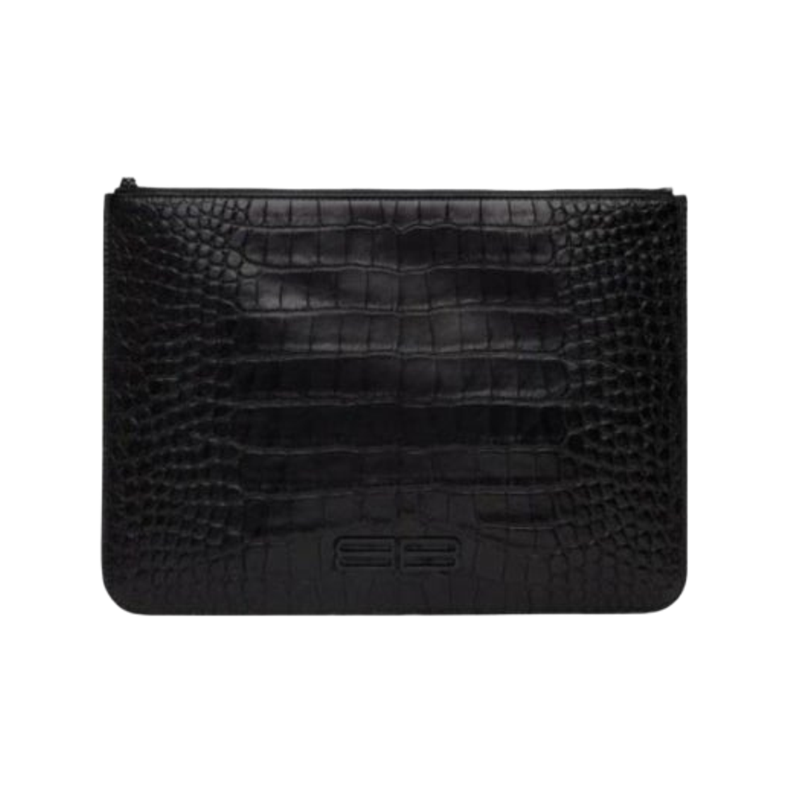 67520023EC71000 Balenciaga Crocodile Embossing Clutch Bag Black