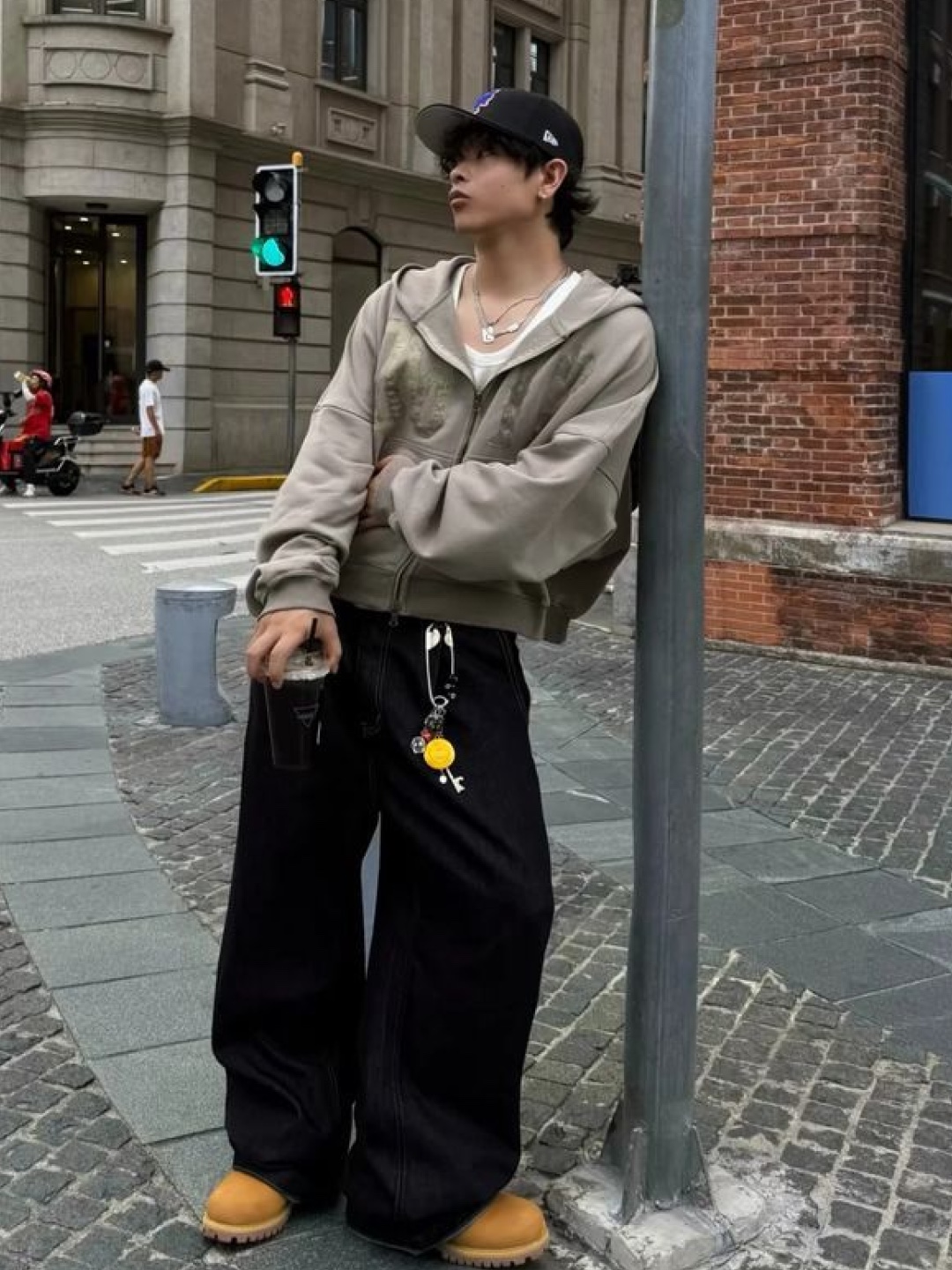 Stussy Basic Stussy Zip Hoodie Ash Heather, Stussy Basic Stussy Zip Hoodie Navy 2024, 2025 착용 스타일 - 3