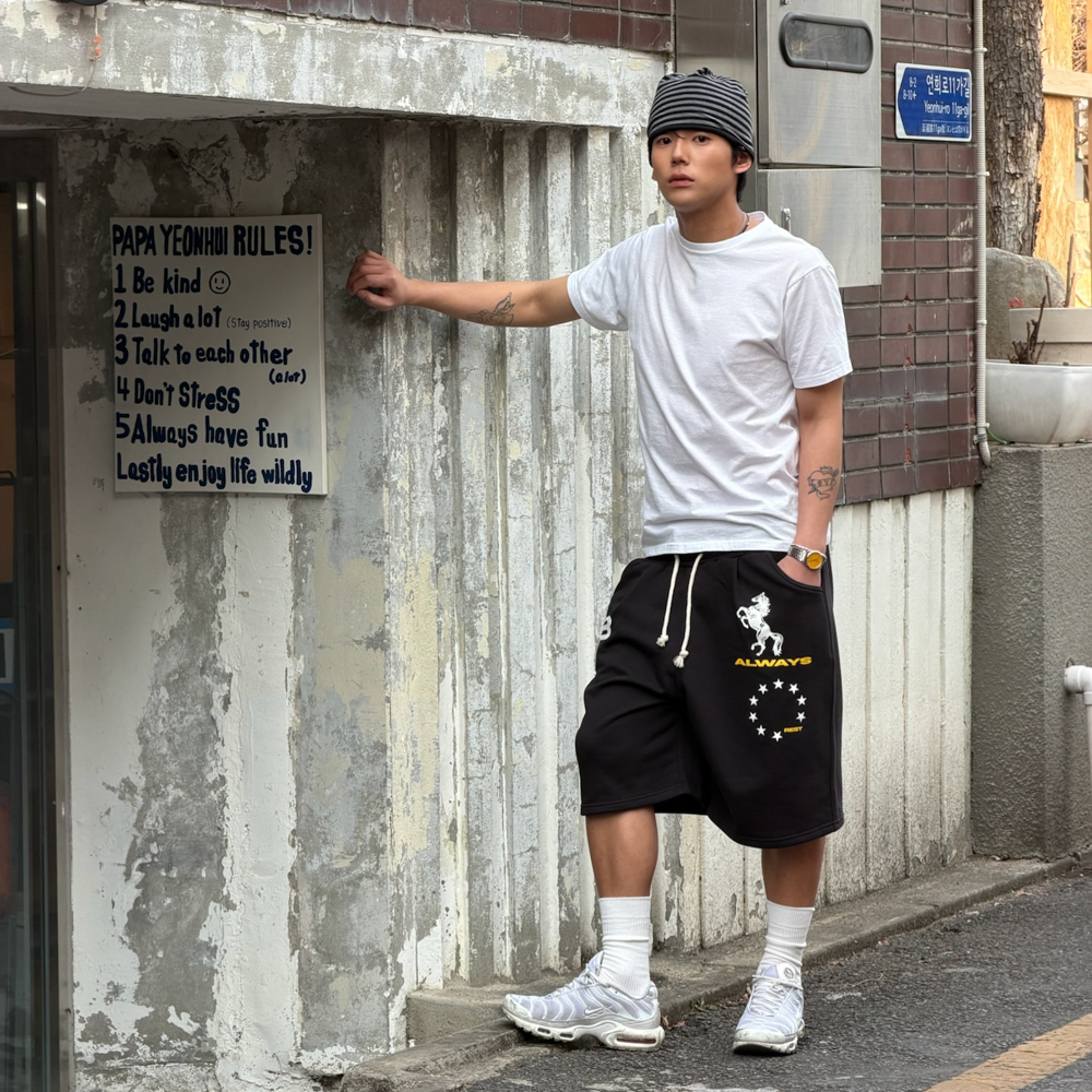 아모우 홀스 원턱 버뮤다 팬츠 블랙(AMOU Horse One Tuck Bermuda Pants Black) - 5