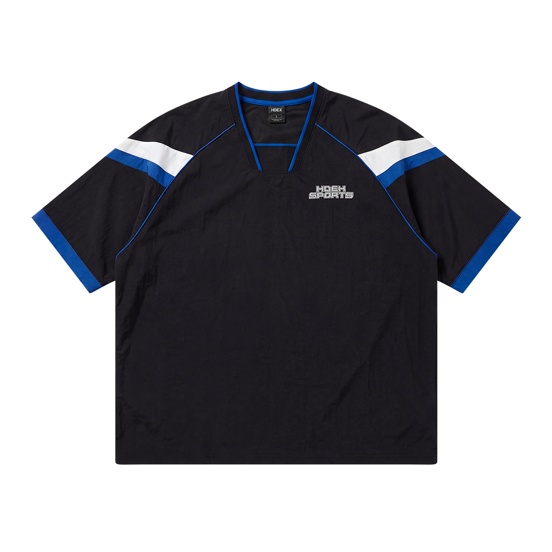 에이치덱스 스포티 컬러 블럭 하프 저지 숏 슬리브 블랙