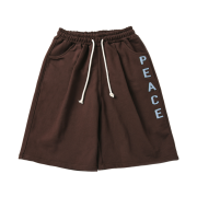 AMOU Peace One Tuck Bermuda Pants Brown
