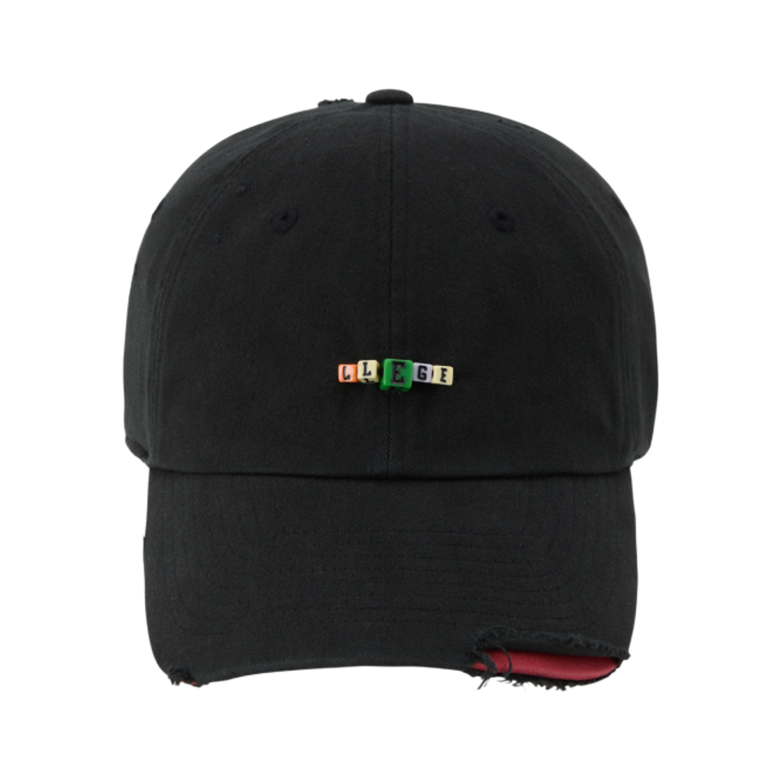 LL25WACP005BK LLEGE Cube Logo Destroyed Ball Cap Black
