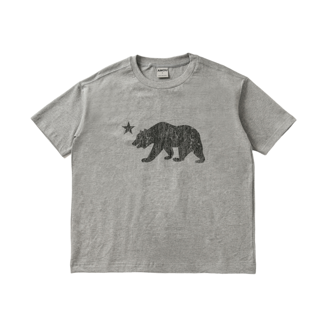 아모우 캘리 베어 하프 티셔츠 그레이(AMOU Cali Bear Half T-Shirts Gray)