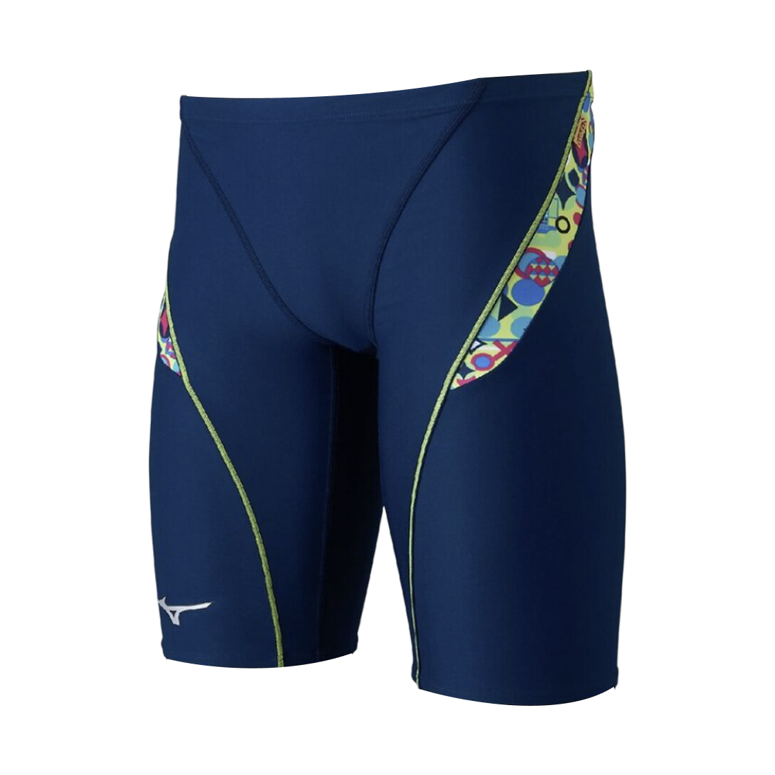 (키즈) 미즈노 경영 연습용 하프 스패츠 네이비 라임((Kids) Mizuno Competitive Swimming Practice Half Spats Navy Lime) - 1