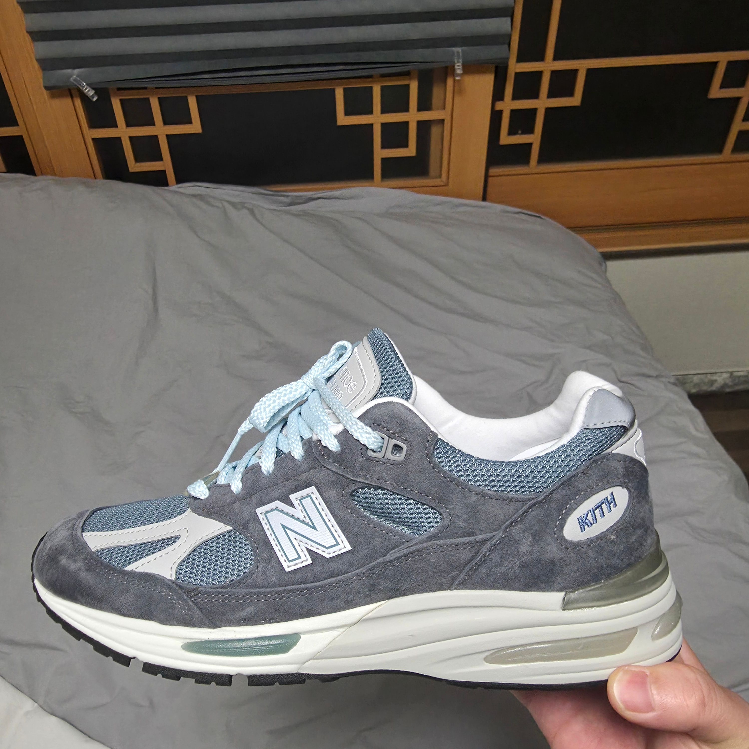 New Balance x Kith 991v2 Made in UK Steel Blue Grey 착용 스타일