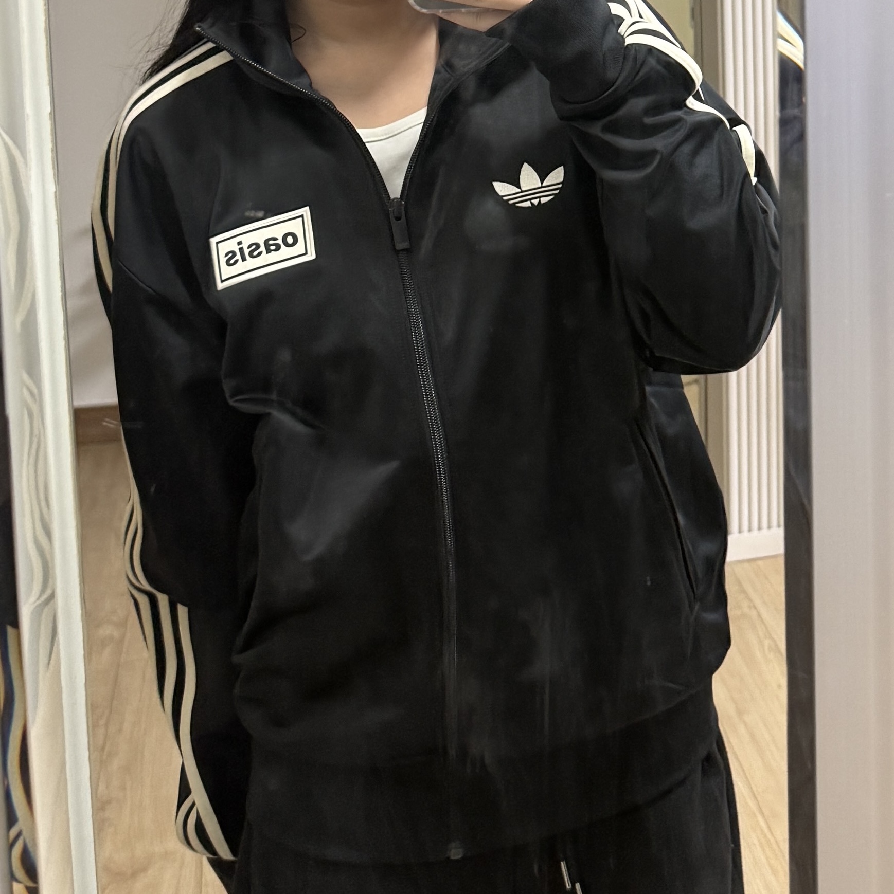 Adidas x Oasis Tour Firebird Track Top Black - KR Sizing 착용 스타일