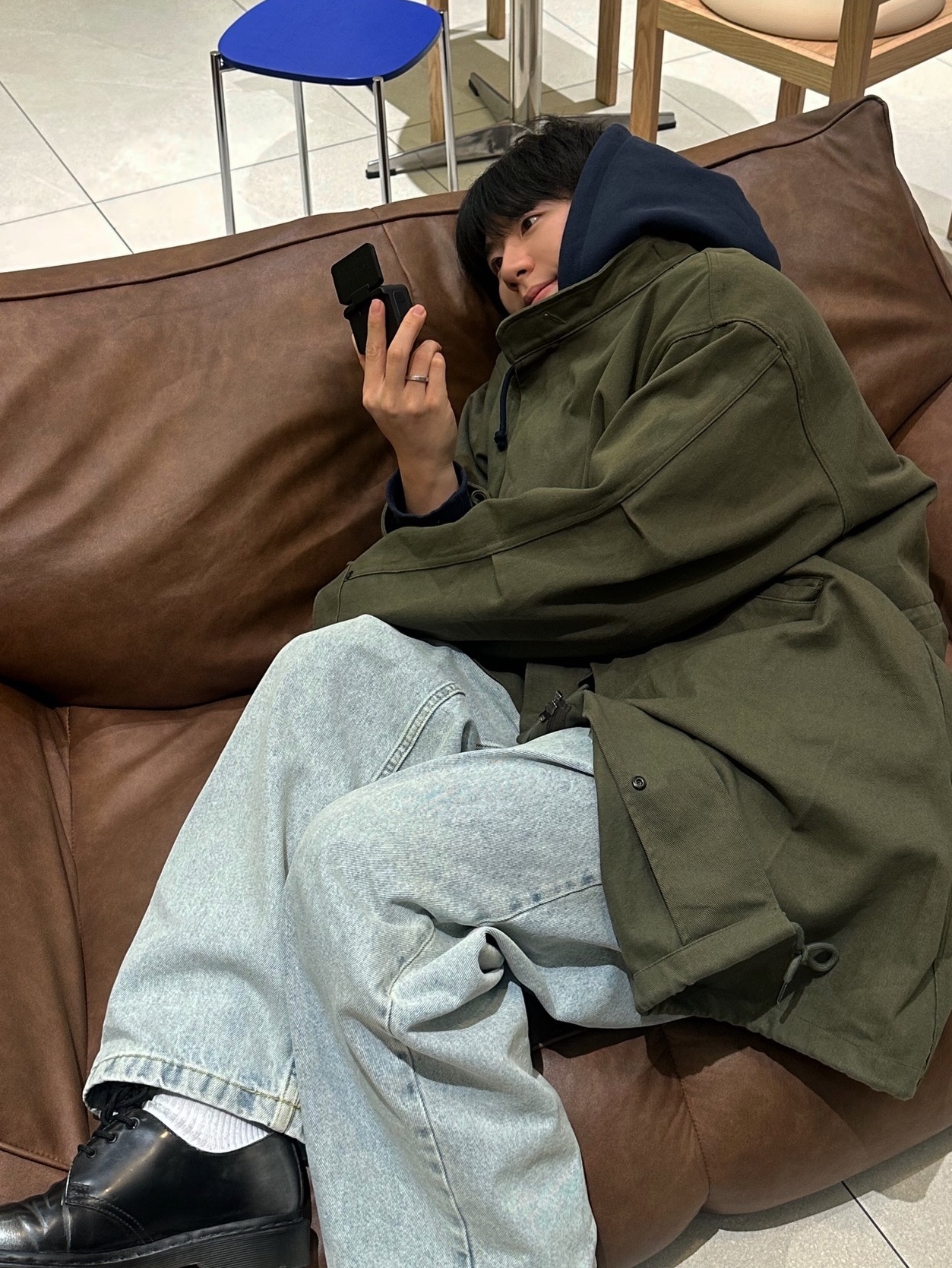 Polar Skate Co. Big Boy Og Logo Pants Light Blue, Stussy Built Tough Zip Hoodie Navy 착용 스타일