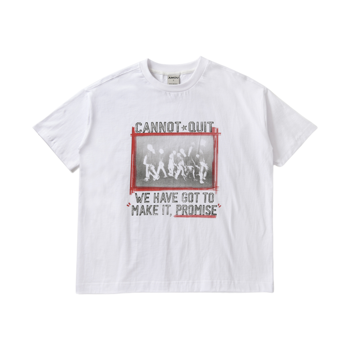 아모우 마킹 박스 하프 티셔츠 화이트(AMOU Marking Box Half T-Shirts White)