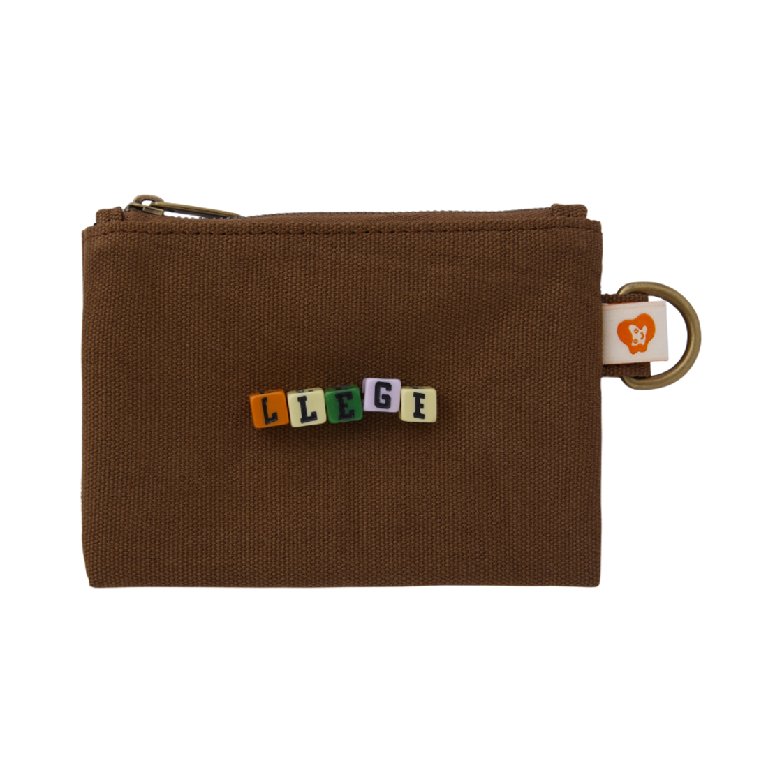 LL25WABG003BR LLEGE Cube Logo Canvas Pouch Brown