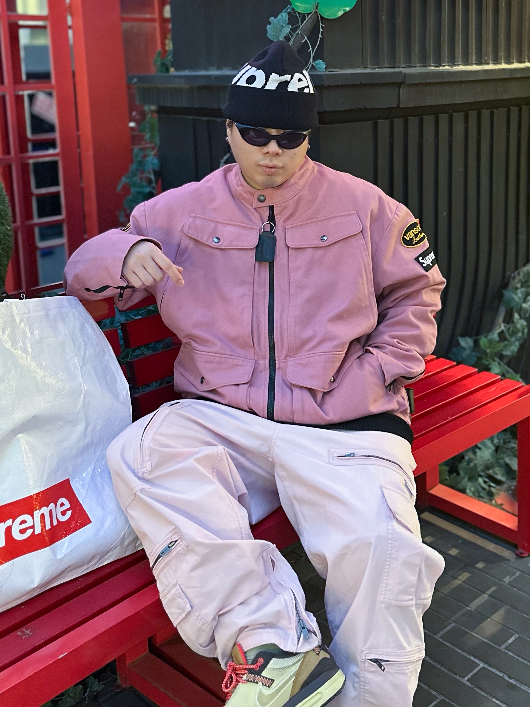 Supreme x Vanson Leathers Cordura Jacket Pink - 26SS, Oakley Eye Jacket Redux Matte Black Frame Prizm Grey Lenses High Bridge Fit 착용 스타일 - 2