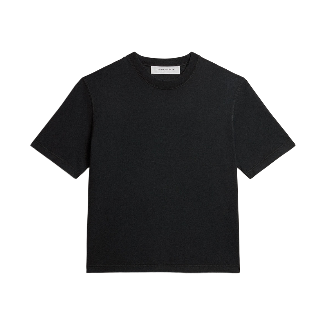 골든구스 리버스 로고 백 티셔츠 워시드 블랙(Golden Goose T-Shirt with Reverse Logo Back Washed Black)