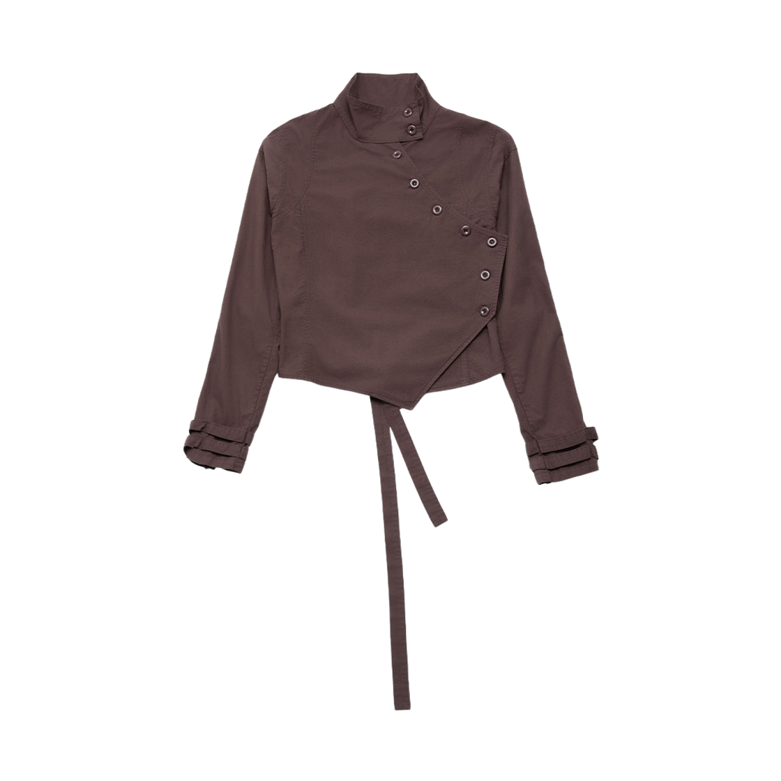 26SSSH001 WET TAG Asymmetric Button High-Neck Shirt Burgundy