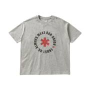 AMOU Lettering Circle Half T-Shirts Gray